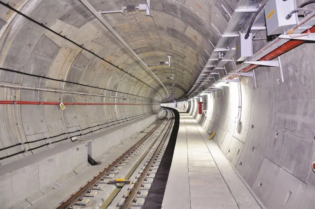 Completed TBM tunnel with rail track