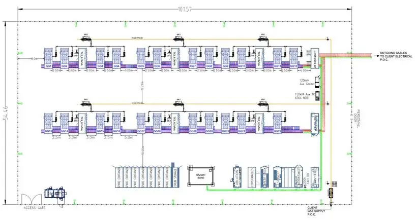 Example layout of a 22 MW gas plant